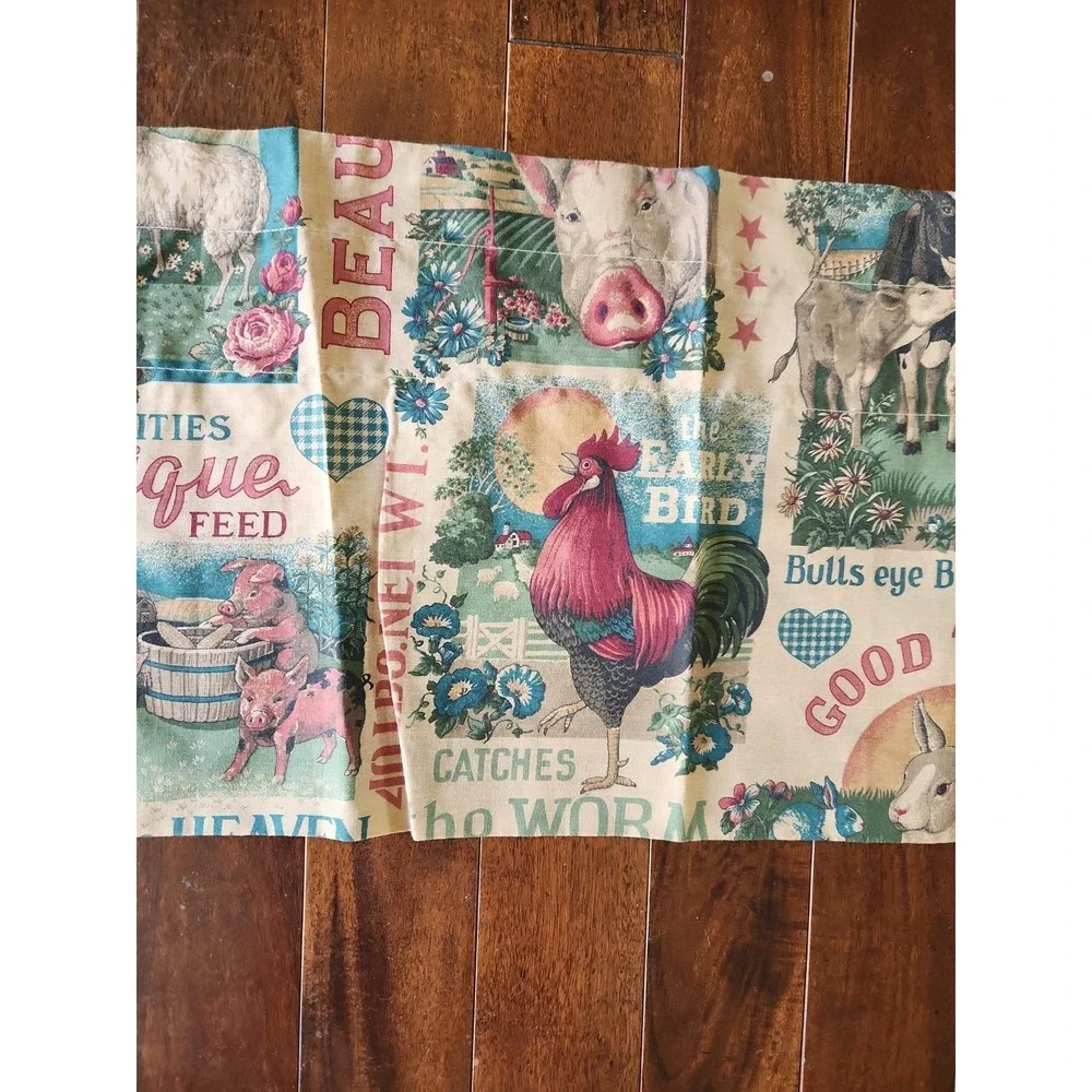 Vtg Fabric Valance Country Farm Cow Pig Cottagecore Joann Kessler 69